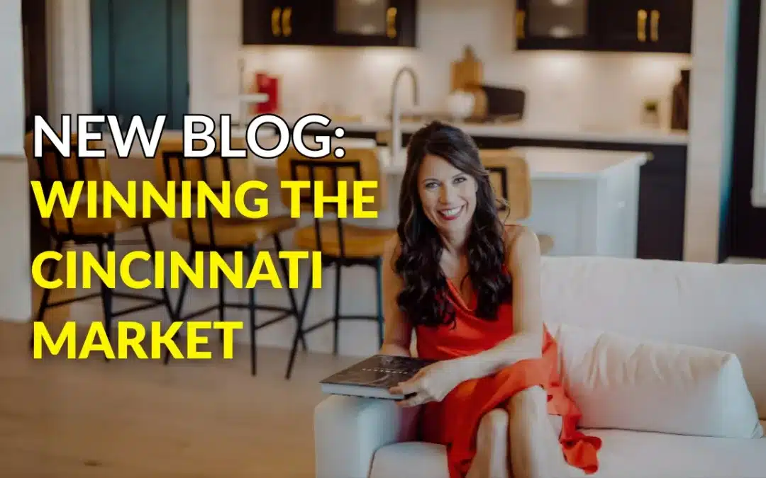 Cincinnati home selling blog thumbnail with Monika DeRoussel, a large house, and an upward red arrow showing how sellers can sell faster and keep more money.
